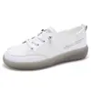 Zapatos Blancos de Cuero Genuino con Suela Suave Modelo Nuevo 2025 Resistentes al Desgaste de Suela Plana Ligeros Transpirables Modernos Casuales para Mujer