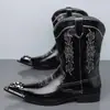 Mais Vendido na Amazon Transfronteiriça Retrô Botas de Couro Versáteis Masculinas Bico Fino Botas de Couro Casuais de Negócios Masculinas Slip-on Britânicas 25906
