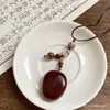 Collar Trenzado de Cuerda con Perlas de Piedra Natural para Mujer, Cadena para Clavícula de Piedra Ojo de Tigre Estilo Chino Nuevo Vintage, Accesorio Largo Colgante para el Cuello con Manchas