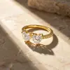 Moda Europea y Americana de Venta Caliente Transfronteriza Panjia Nuevo Producto Anillo de Plata de Ley con Doble Corazón Brillante de Moissanita con un Diseño Corazón a Corazón