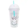 Copo pipeta de plástico PS de camada dupla 450ml copo de plástico copo pipeta 16oz copo de plástico de camada dupla copo de publicidade com grão de gelo