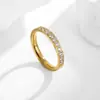Anel de moda personalidade Europa e Estados Unidos meio círculo CNC micro cravação dez diamantes anel de aço titânio ouro rosa anel de menina anel de cauda