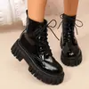 Botines cortos transfronterizos para mujer europeos y americanos, botines de motociclista, ajustados, nuevos, modernos, talla grande, suela gruesa, estilo británico, botines Martin, venta al por mayor, talla grande