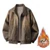 Chaqueta de Cuero Retro Americana para Hombre Otoño Invierno Marca de Moda Holgada Cuero PU Solapa Chaqueta de Motociclista Estilo Unisex para Pareja