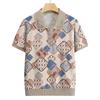 Nueva camiseta de manga corta de verano para mamá, camisa de punto de gasa para personas de mediana edad y mayores, top de solapa suelta de verano para abuela