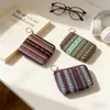 Bolso Pequeño de Tela Jacquard Étnico Multicolor Transfronterizo con Llavero Estilo Cremallera Bolsa Portátil para Guardar Auriculares, Monedas y Tarjetas