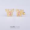 Pendientes de acero de titanio 316L con forma de flor, con forma de mariposa, planeta, corazón, hueso de la oreja, uña, cartílago, joyería anti-perforación.