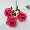 Nuevo Producto Transfronterizo Rosa Rizada Artificial de 3 Cabezas Boda Flor de Camino Hotel Montaje Ramo Artificial de Estudio de Boda