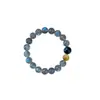 Pulsera de piedra lunar gris natural, pulsera de piedra ojo de tigre azul y dorado, diseño original, pulsera de cuentas alargadas de labradorita, una pieza de joyería elegante