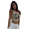 2024 Europeo y Americano Retro Calle Distintivo Sin Mangas Estampado Ombligo Hip-Hop Americano Top de Tirantes para Mujer Spice Girl Chaleco