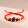 Pulsera Roja de Cuerda de Cinabrio Natural para Niños, Pulsera de Bebé del Año de Nacimiento, Amuleto Seguro de Transferencia, Pulsera de Cinabrio para Bebé