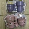 Juego de 7 piezas de vajilla de fibra de bambú de grado alimenticio para niños, taza, tazón, cuchara, palillos, juego de vajilla para jardín de infantes