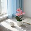3 Flores Artificiais Cymbidium em Vasos Pequenos Enfeites Estilo Escandinavo Decoração de Casa Escritório Sala de Estar Flores Artificiais e Plantas Verdes Bonsai