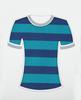 Processamento personalizado liso tecido listrado primavera e verão camiseta respirável confortável tecido listrado micro-elástico malha tecido