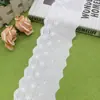 Renda de Algodão Bordada Branca em Estoque, Decoração Ondulada Lateral Única de 8,3cm, Acabamento de Renda de Algodão Puro para Têxteis Domésticos e Roupa de Cama