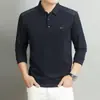 Camisa polo de manga larga de alta calidad con tejido de aire para hombre, nuevo estilo de otoño 2026, camiseta casual simple y elegante para hombre