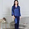 Pijama de Seda para Mujer Traje de Dos Piezas de Manga Larga para Primavera y Verano 100% Seda de Morera Nuevo Conjunto de Verano Ropa de Casa