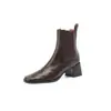 Zapatos de Mujer Estilo Británico Botas Martin 2025 Otoño e Invierno Nuevos Botines Retro Botas Chelsea Tacón Grueso Punta Cuadrada Botines Cortos para Mujer