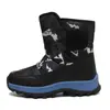 Botas de neve espessas para crianças, para meninas, com travas de gelo antiderrapantes, sapatos de algodão de cano alto para crianças, botas curtas impermeáveis e forradas com fleece para meninos, tamanho 40