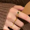 Anillo Abierto de Piedra Ojo de Tigre para Mujer Otoño e Invierno Maillard Alto Grado Anillo Apilable para Dedo Índice Nicho Lujo Ligero Exquisito Anillo