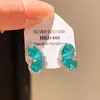 Sombra de Jade Corazón Doble ~ Aguja de Plata Zirconia Corazón con Forma de Gota Pendientes de Atmósfera Fresca Pendientes de Lujo Ligero Accesorios de Pendientes de Gama Alta para Mujeres