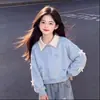 Conjunto de Chicas 2026 Estilo Universitario Top con Cuello Polo Jeans con Lazo Conjunto de Dos Piezas de Moda Tendencia