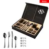 Juego de Cubiertos de Acero Inoxidable 410 para Bistec, Tenedor y Cuchara, Juego de 24 Piezas para 6 Personas, Caja de Regalo con Tenedor, Cuchara y Cuchillo