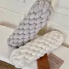 Almohada retorcida de lana de cordero, Almohada larga tejida para decoración de dormitorio y sala de estar, Cojín de felpa para sofá, Envío directo de una sola pieza