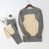 Novo traje masculino quente com patch sem costura roupas quentes de outono calças compridas cintura joelho barriga roupa íntima