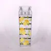 Nueva Taza Cuadrada de Plástico Creativa para Leche 500ml Estilo Coreano Dibujos Animados Caja Cuadrada para Leche Taza Portátil para Leche