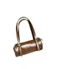 Bolsa Feminina de Couro Genuíno Estilo Coreano Bolsa Cilíndrica Nicho Moderna Couro de Vaca Camada Superior Padrão Craquelê Bolsa de Ombro Bolsa Simples de Axila