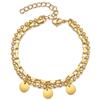 Pulsera Nueva Corazón Transfronteriza Europea y Americana de Amazon Doble Capa Acero Inoxidable 8mm Placa Redonda Lisa Pulsera con Logo Láser