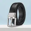 Cinturón de Cuero Genuino para Hombre, Moderno, Sencillo y Versátil, con Hebilla Giratoria de Pin de Alta Gama, Cinturón de Piel de Vaca de 3.5 cm para Hombre, Estilo Coreano