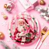 Mm301 Vermelho Natal Papai Noel Feriado Aniversário Louça 8 Pessoas 4 Peças Prato de Papel Copo de Papel Guardanapo