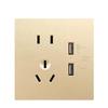 Panel Internacional de Enchufe e Interruptor Eléctrico Toma de Pared Doméstico Oculto 86 Oro Champán Panel Grande Tres Orificios