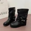 Sapatos Femininos Retro Couro Cinto Estilo Plataforma Botas Salto Bloco Desgastado Motocicleta Menina Picante Salto Bloco Nova Moda Primavera Outono Fivela 2026