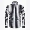 Camisa de Manga Larga Rayada Nueva y de Moda para Hombre de Amazon Transfronteriza Camisa Casual Transpirable de Manga Larga con Estampado 3D