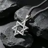 Joyería al por mayor Retro Calado Patrón Estrella de Seis Puntas Collar de Acero Titanio Colgante Pequeño Colgante de Moda Personalizado Sp619