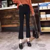Pantalones de bocina pequeños para mujer, jeans negros de micro la, nuevas explosiones Primavera y Otoño 2025