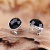Joyería de Plata S925 Clásica Simple para Mujer Hebilla de Oreja de Ágata Azul Piedra de Arena Azul