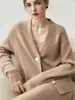 Cárdigan de Punto con Botones Gruesos y Suéter de Cachemira Ajustable a la Cintura para Mujer, Suéter de Punto de Moda con Cuello en V y Mangas Largas