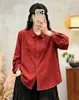 Nova Camisa Bordada Vintage de Camada Dupla para Outono, Solta e Simples, Versátil, Top Casual da Moda Atacado