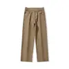 Pantalones casuales retro de estilo japonés color caqui claro para hombre, delgados de pierna ancha sueltos rectos lavados para primavera y verano, ropa de hombre para primavera y otoño