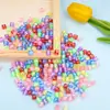 Letras Inglesas Acrílicas Coloridas Candy 6mm Quadradas Contas Soltas Pingente DIY Acessórios de Joias Material para Miçangas Artesanais