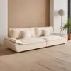 Sofá de Tecido Tech Estilo Creme de Luxo Leve com Apoio para os Pés para Apartamentos Pequenos, Casas de Aluguel, Design de Vela Nova, Sofá de Couro Resistente a Arranhões de Gato em Linhas Retas