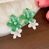 Brincos de Flor com Gotejamento de Óleo Cravejados com Diamantes Dopamina, Doce Temperamento de Verão, Brincos da Moda, Luxo Leve, Sensação de Alta Qualidade, Acessórios de Orelha Versáteis