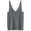 Nuevo Camisón de Cachemira Suave con Tirantes Finos Otoño/Invierno Top Interior Sexy Diseño Rayado Cuello en V Adelgazante Chaleco para Mujer