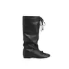 Botas de Moda con Lazo para Mujer 2026 Otoño Nuevas Botas Largas Plisadas Vintage Adelgazantes que Aumentan la Altura Botas de Moda