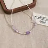 Collar Hr Elegante de Nicho Cristal Morado Perla Plata Rota 2025 Nuevo Diseño de Moda Tendencia Cadena para Clavícula