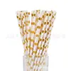 Pajita de Papel Rayada Bronce Desechable Biodegradable Papel de Grado Alimenticio Pajita para Postres Fiesta Pajita Decorativa